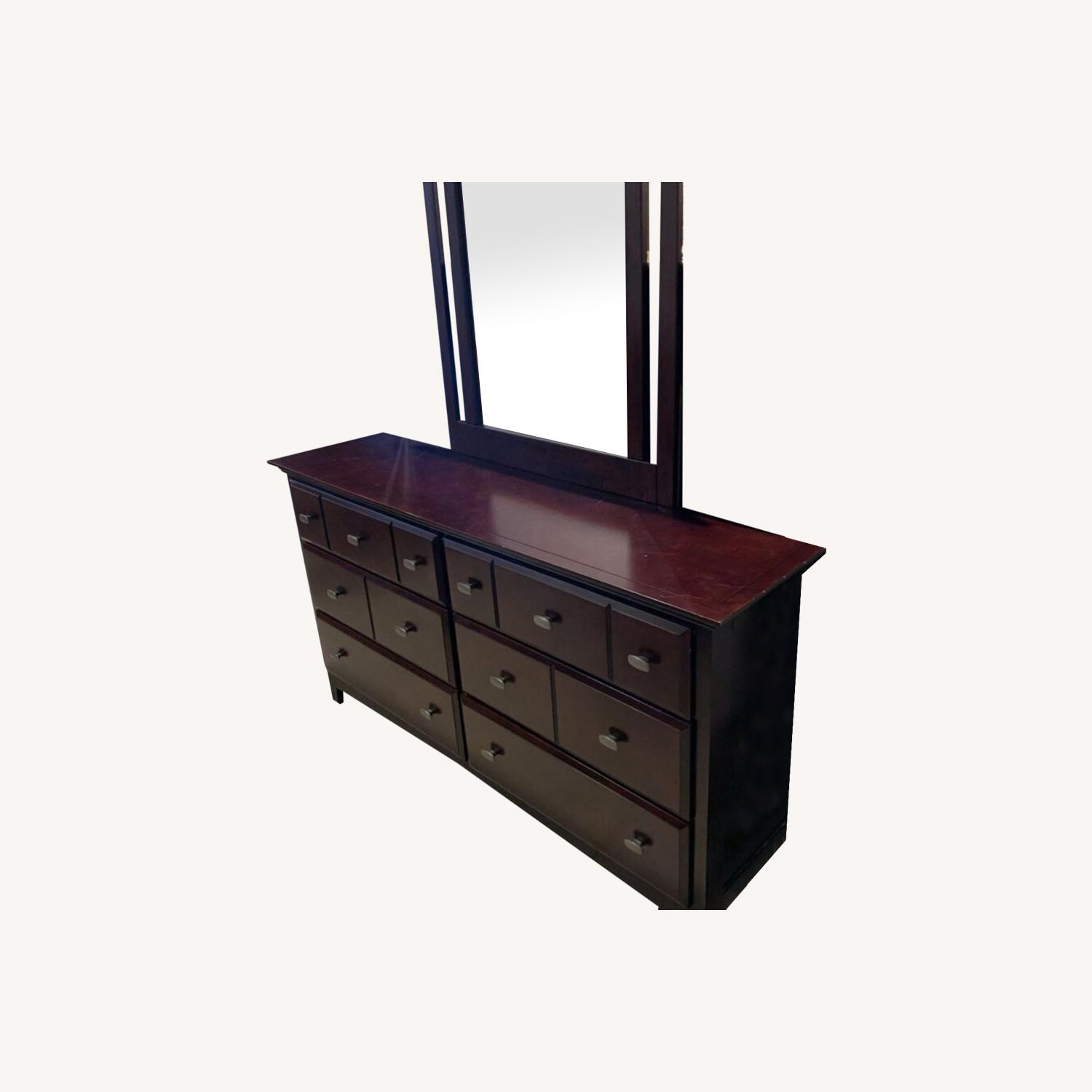 Dark Wood Dresser & Mirror Dresser AptDeco