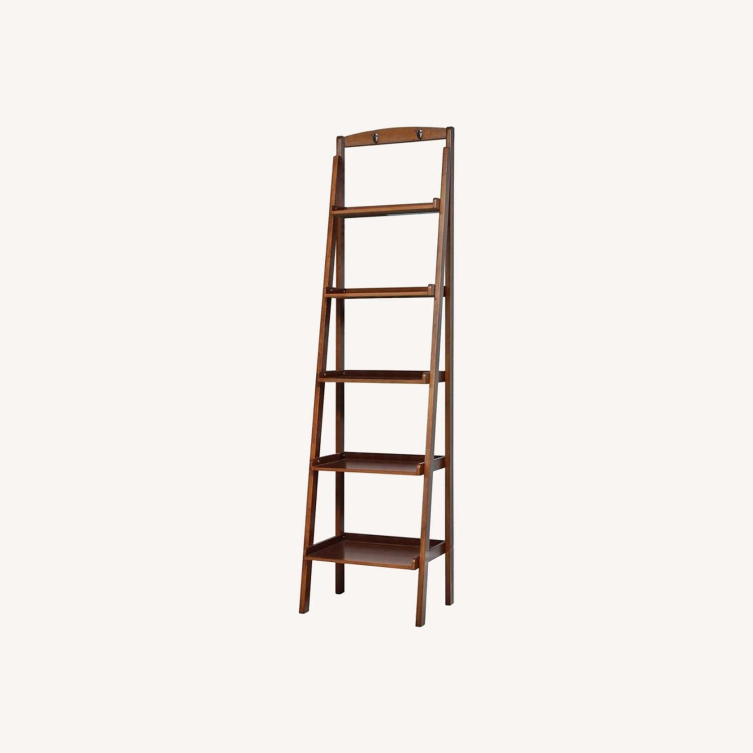 Ladder Bookcase In Cherry 5 Tier Shelf - image-0