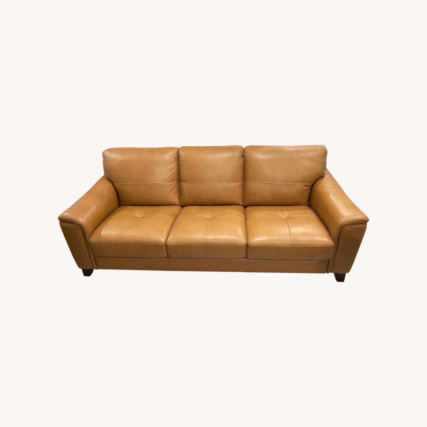 Leather Caramel Sofa - image-0