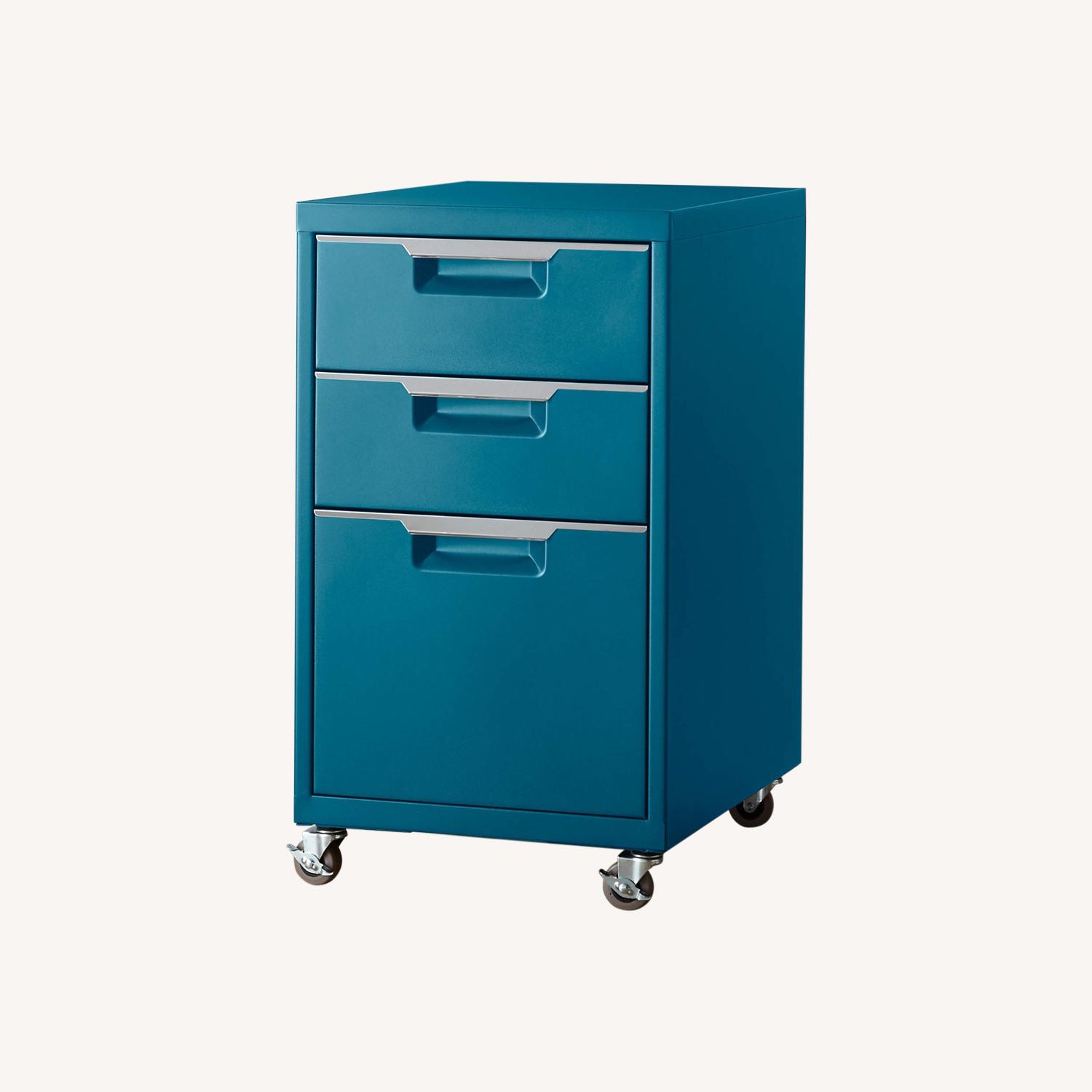 CB2 Metal 3-Drawer Filing Cabinet in Teal - image-0