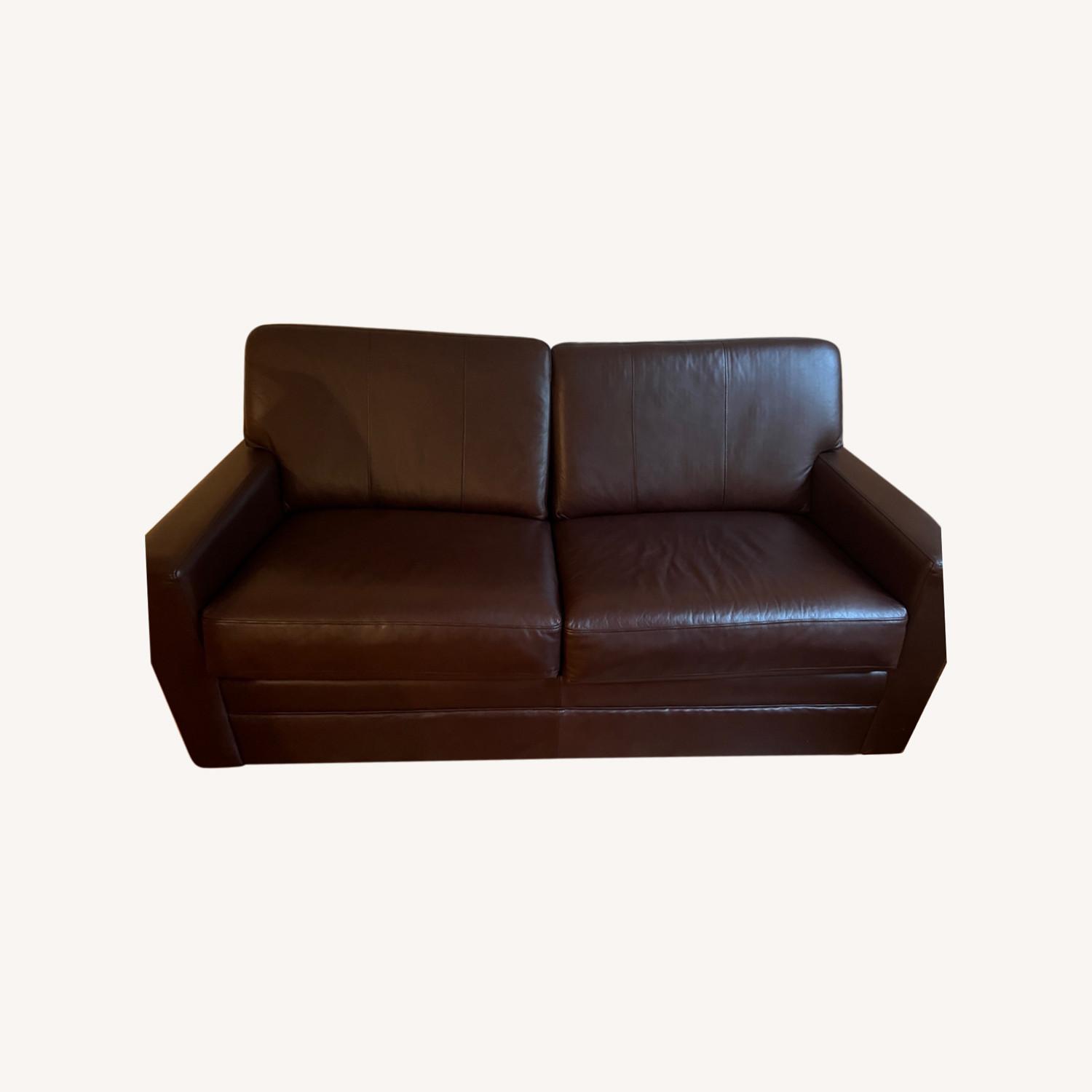 Leather Pull Out Sofa Bed - image-0
