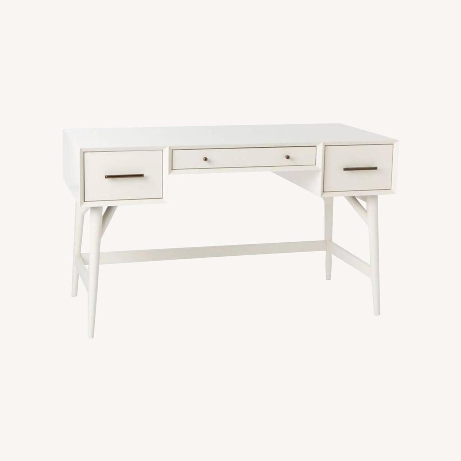 West Elm White Mid-Century Desk (52'') - image-0