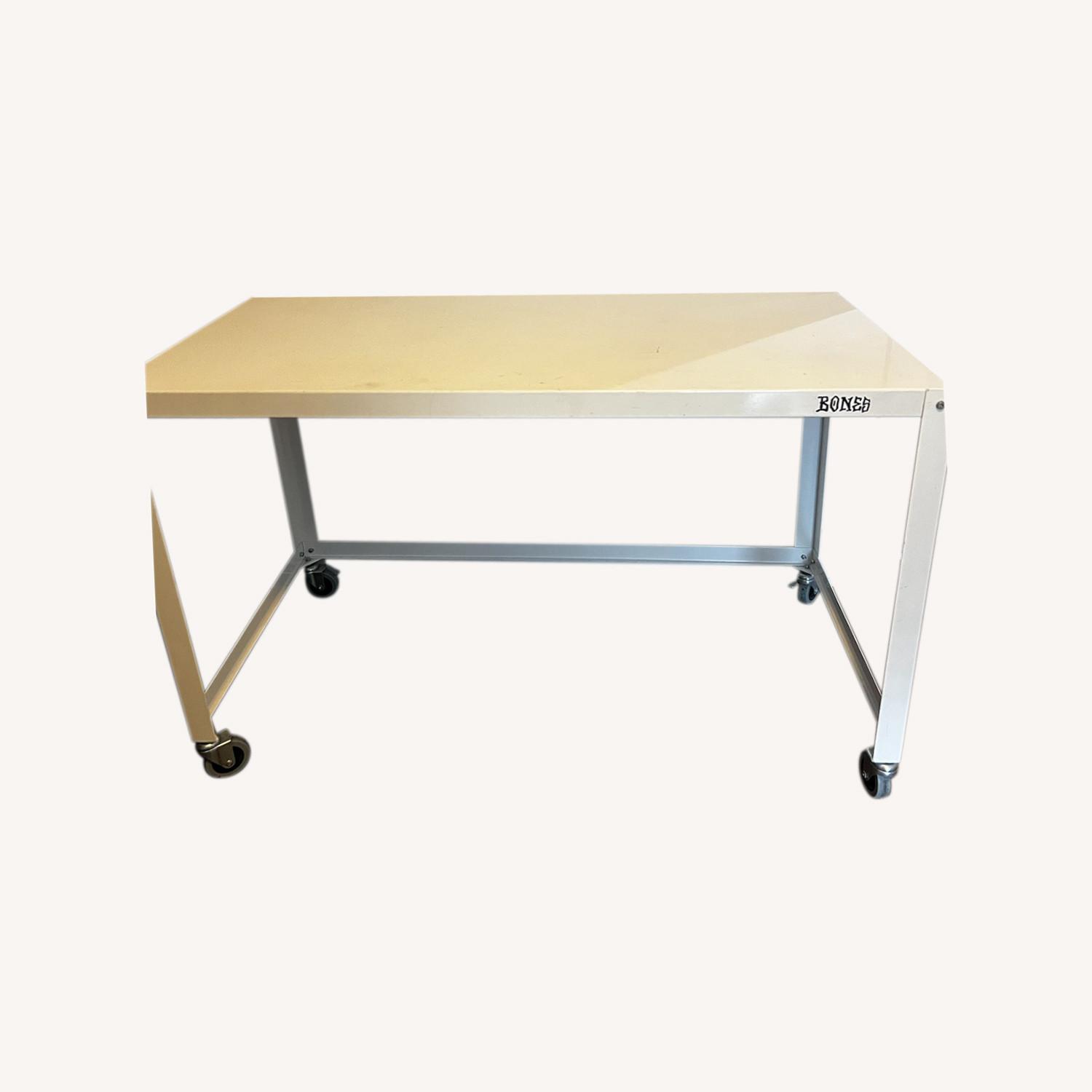 CB2 White Rolling Desk - image-0