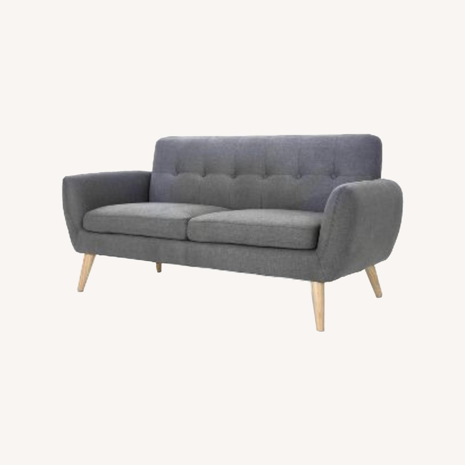 Mid-Century Modern Gray Loveseat Sofa - image-0