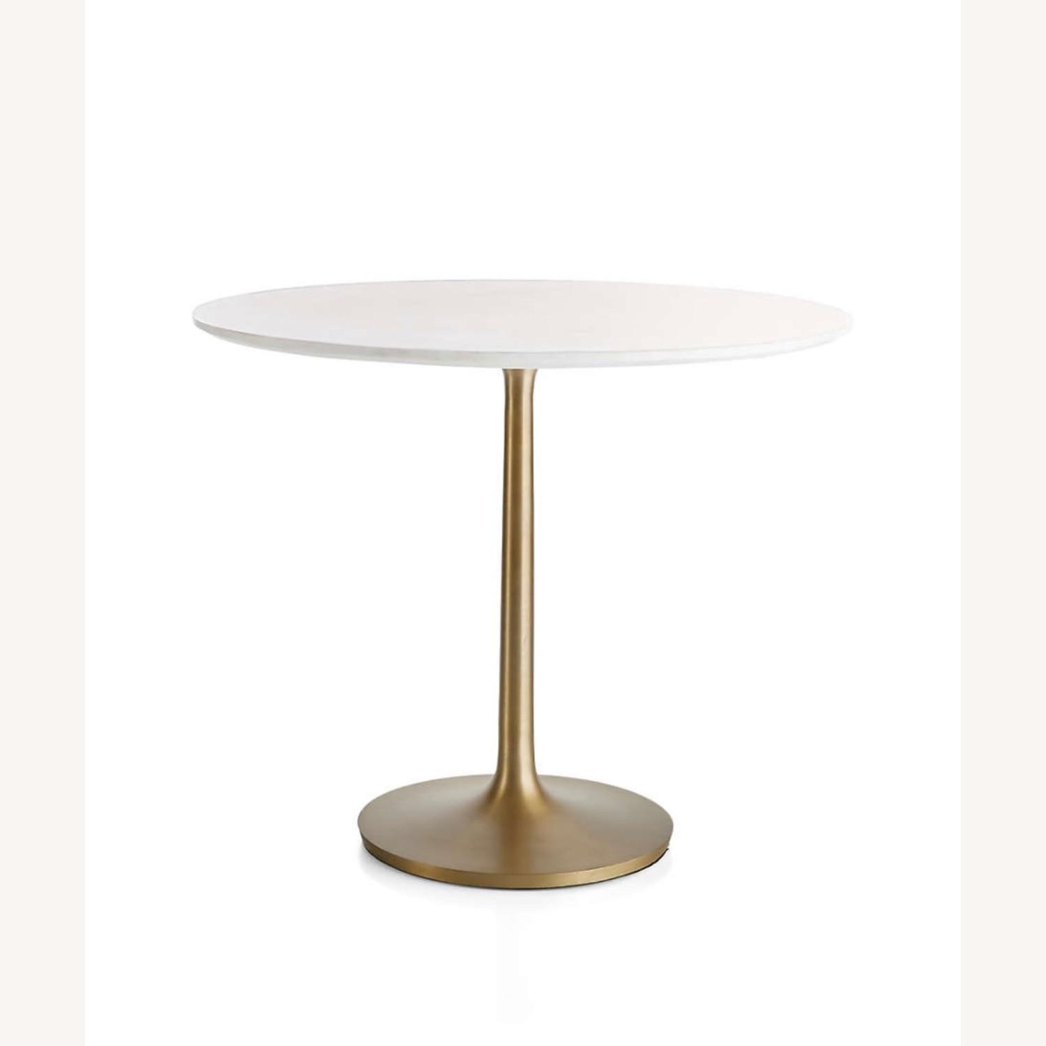 Nero 36" White Marble Dining Table with Brass Base - image-6