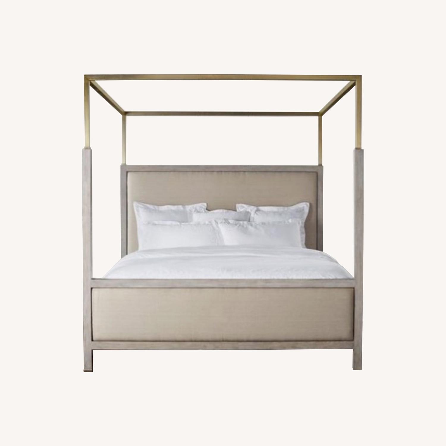 Frontgate Four Post Canopy Bed Brass and Wood AptDeco