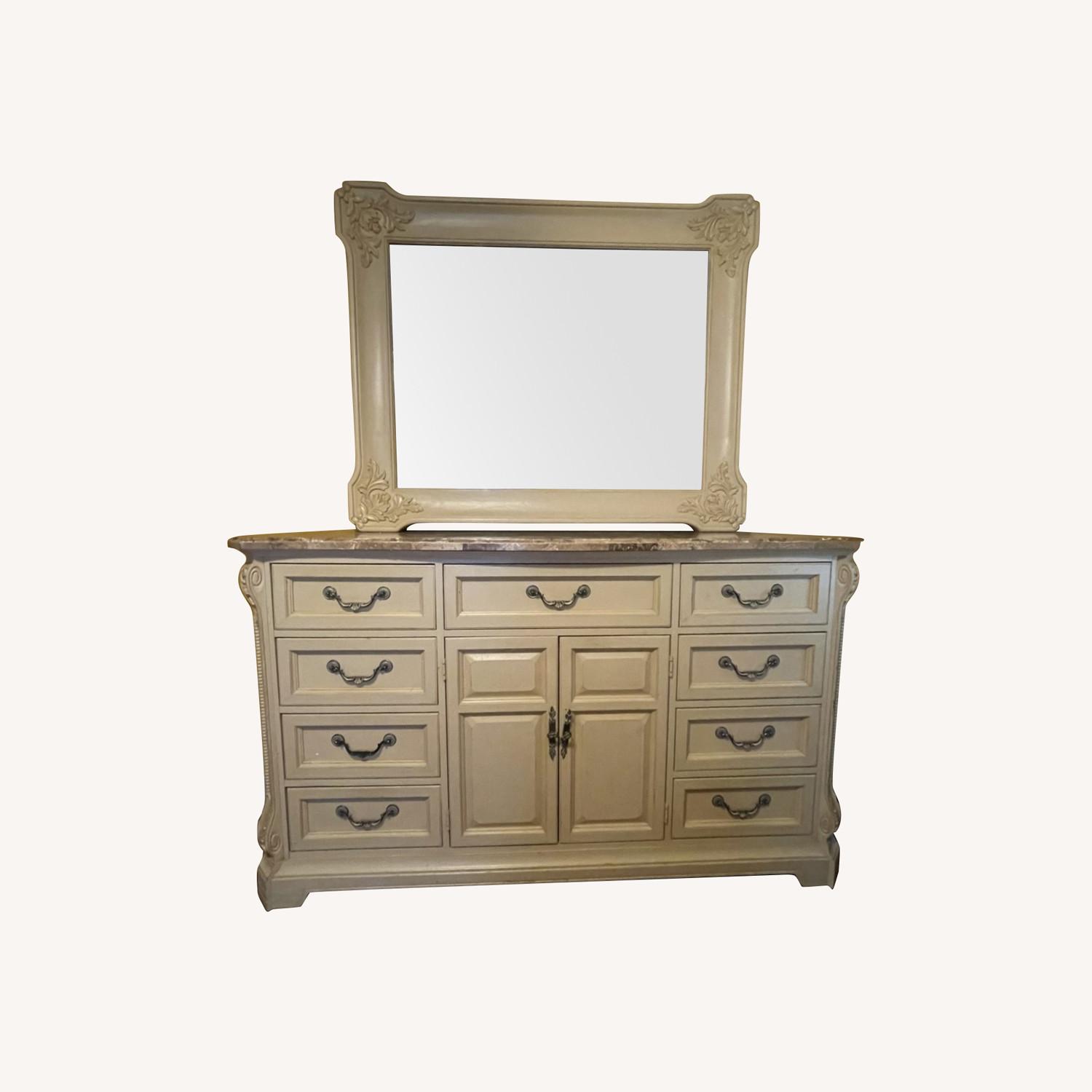 Thomasville LUX Marble Top Dresser + Mirror AptDeco