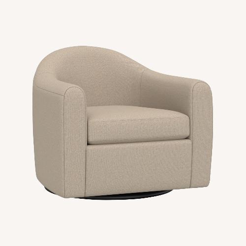 Pottery Barn Balboa Upholstered Swivel Armchair AptDeco