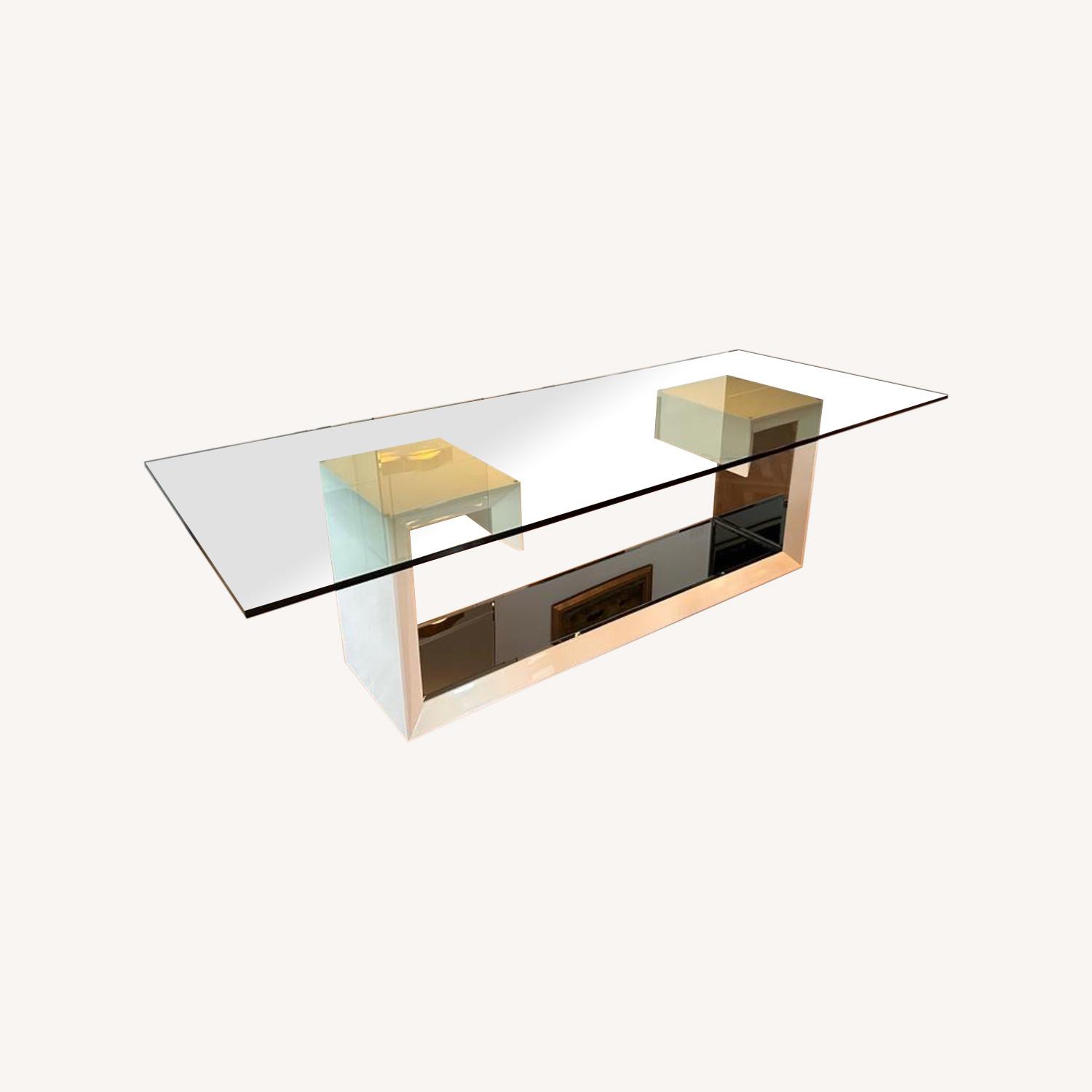 Italian Design Dining Table with Glass Top - 8 ppl - image-0