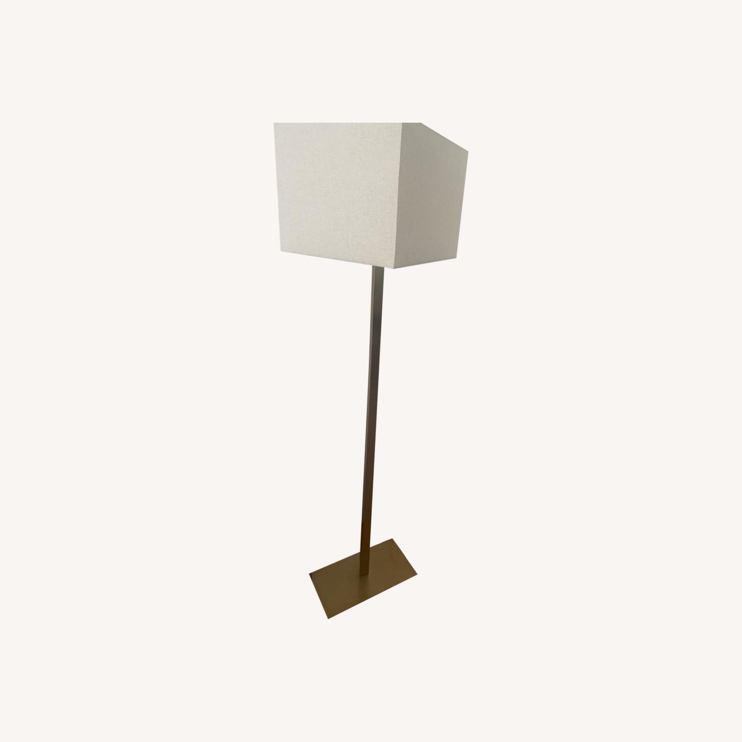 CB2 Floor Lamp Beige With Bronze Stand - image-0