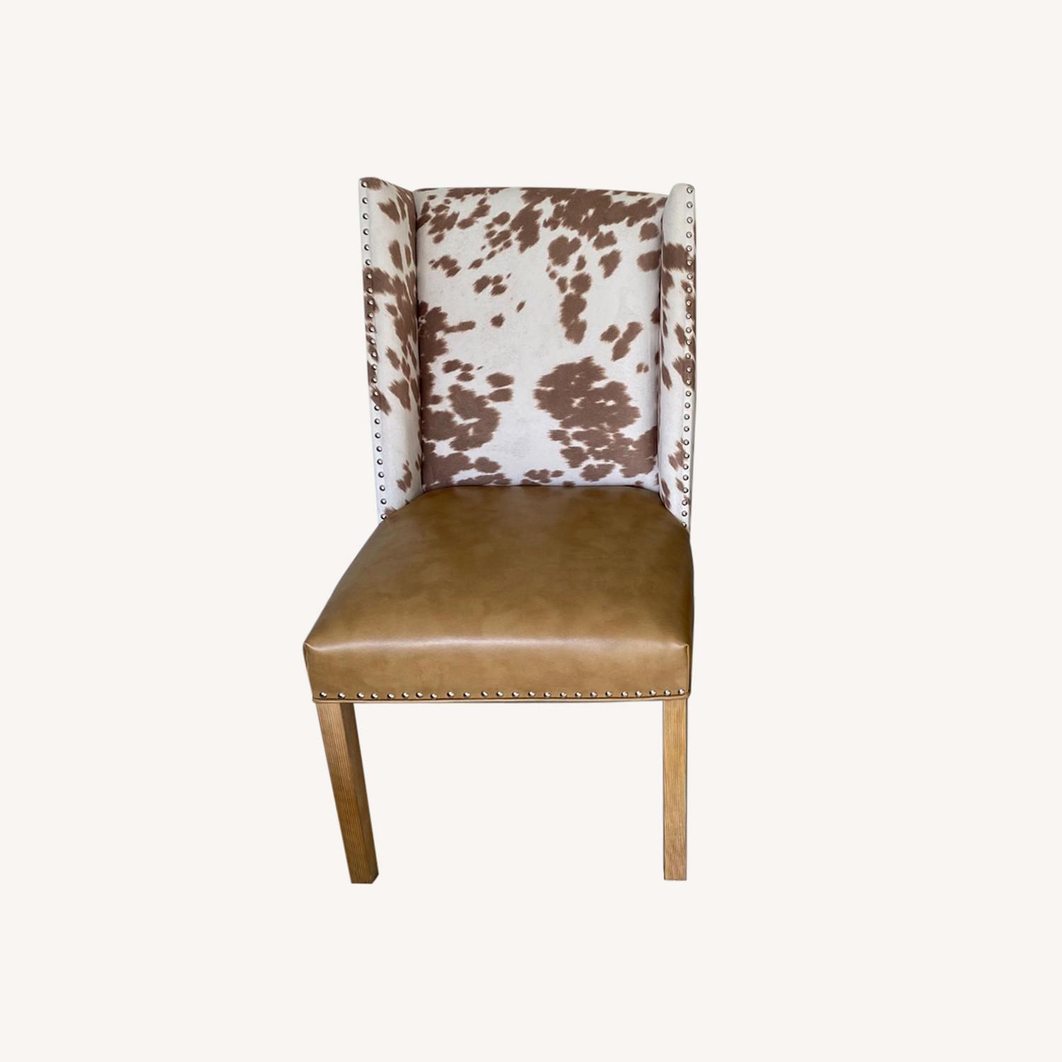 Cowhide Beige and White Dining Chair - image-0