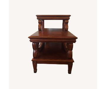 Three Tiered Wooden End Table