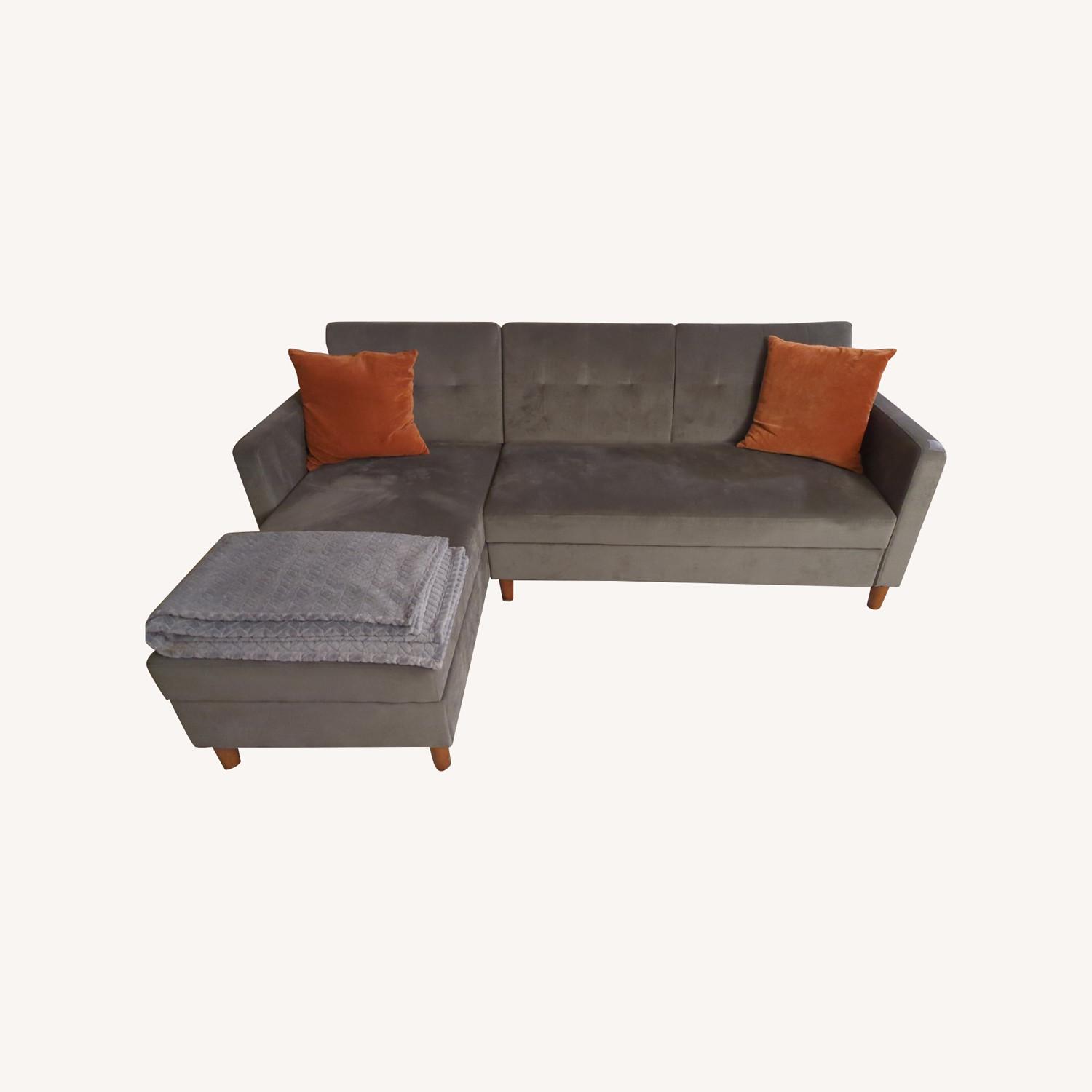 Wayfair Grey Convertible Sleeper Sectional AptDeco
