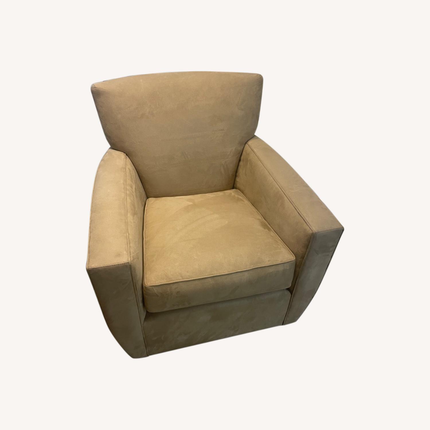Crate and Barrel Taupe Swivel Chair - image-0