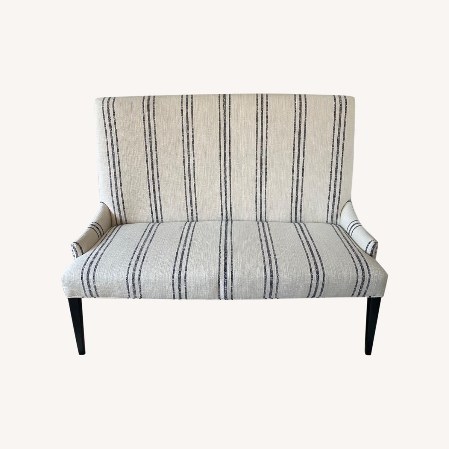 Arhaus Platinum Dining Bench, Blue and White - image-0