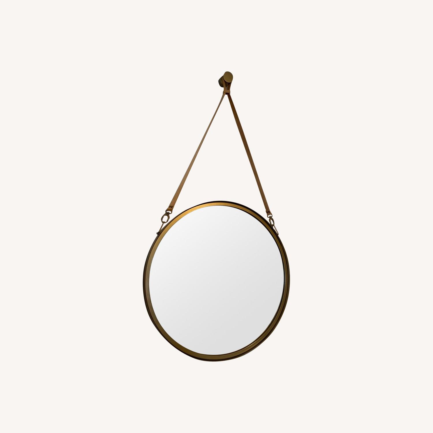 West Elm Leather Round Hanging Mirror AptDeco