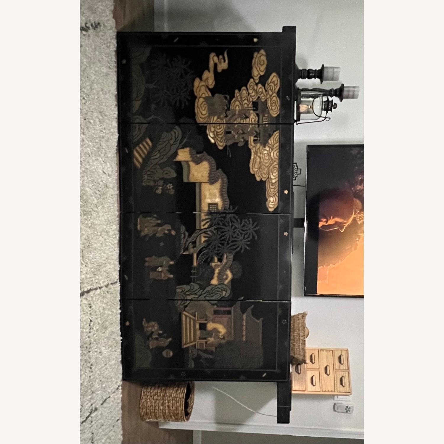 Vintage Asian Wood Carved Screen - image-1