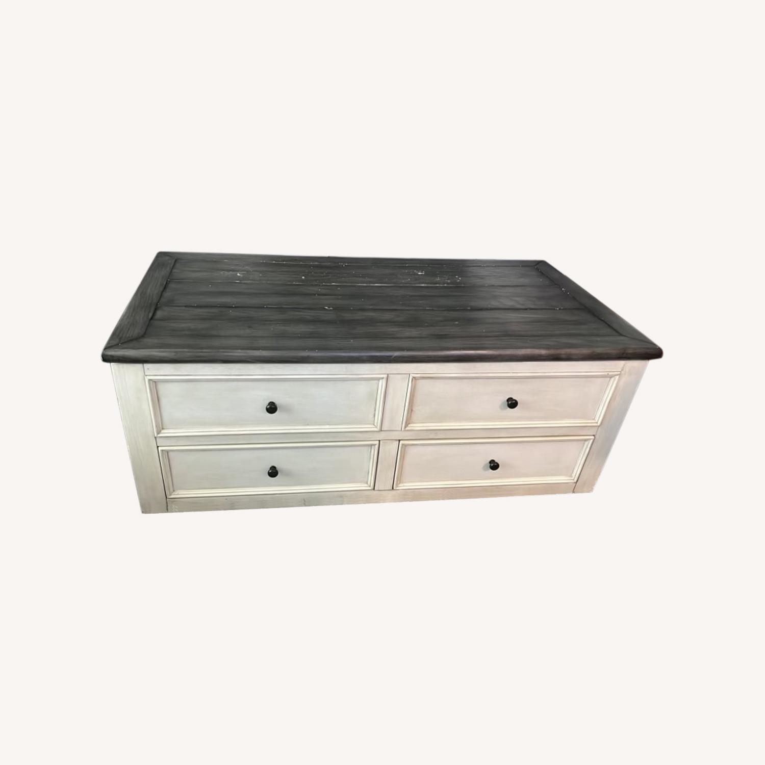 Rustic Gray Lift Top Table With Storage - image-0