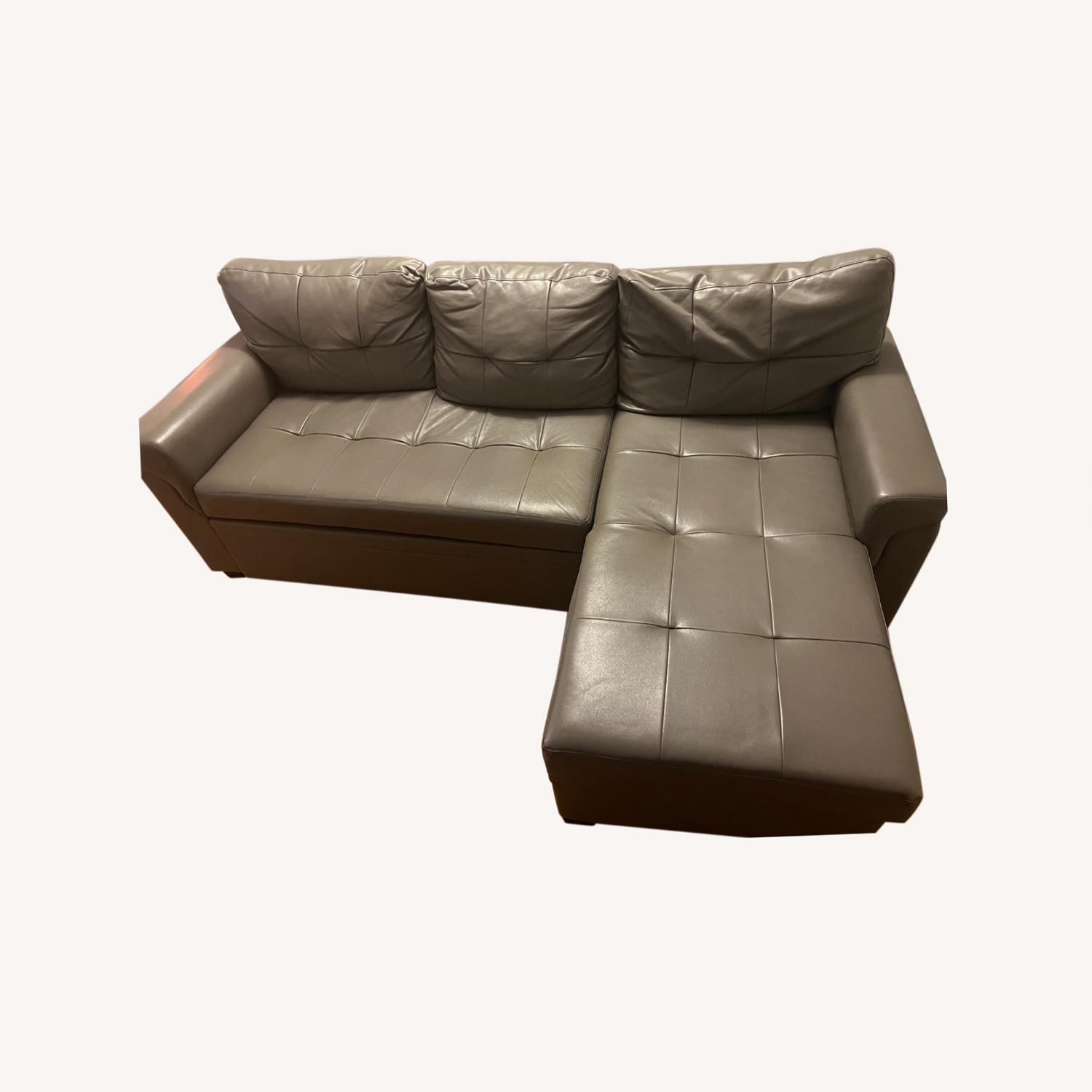 Wayfair Reversible Leather Sleeper Sofa Storage Chaise - image-0