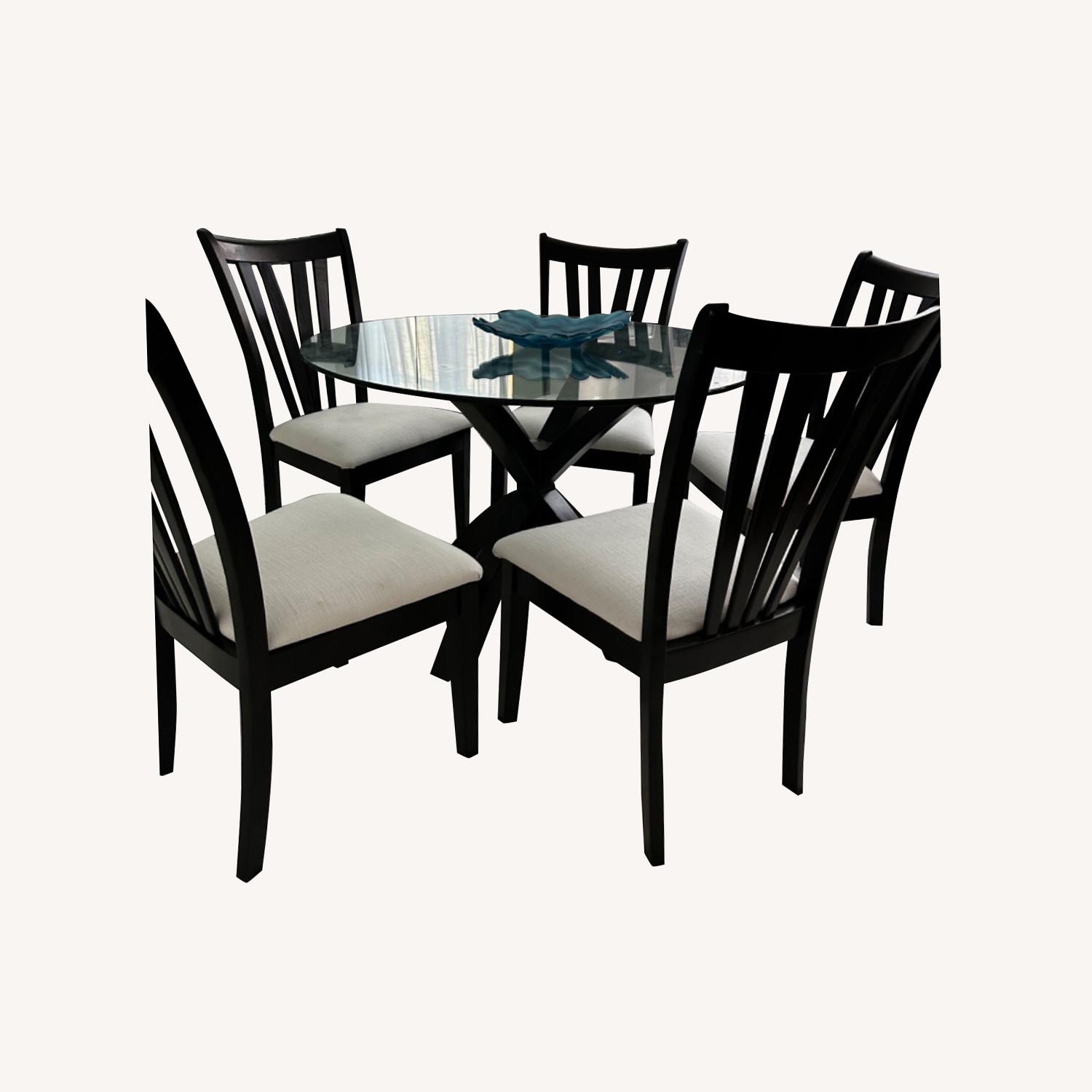 Glass Circular Dining Table with Matching Chairs AptDeco