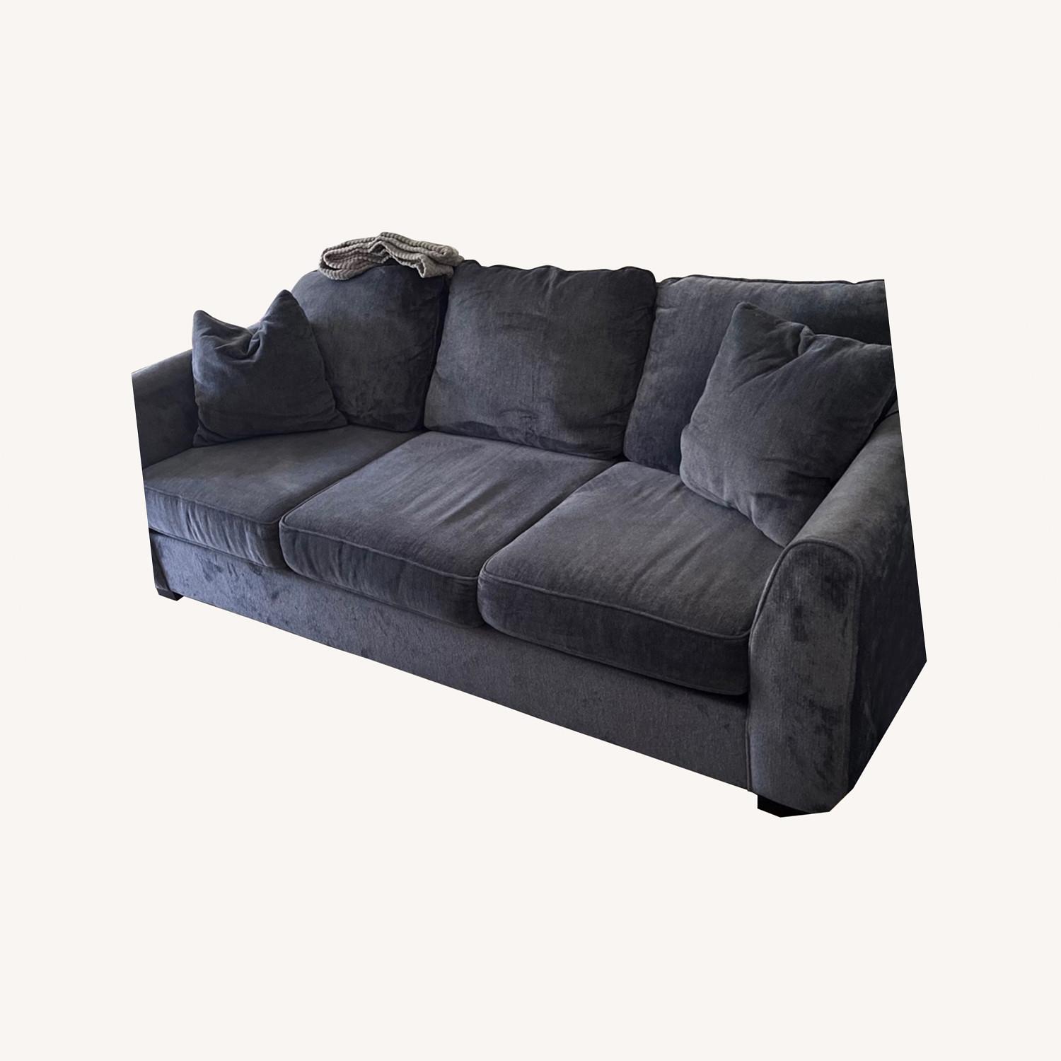 Living Spaces Sheldon Navy Blue Sofa AptDeco
