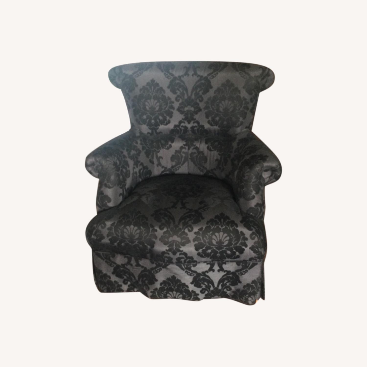 Ethan Allen Black Damask Wing Chairs AptDeco