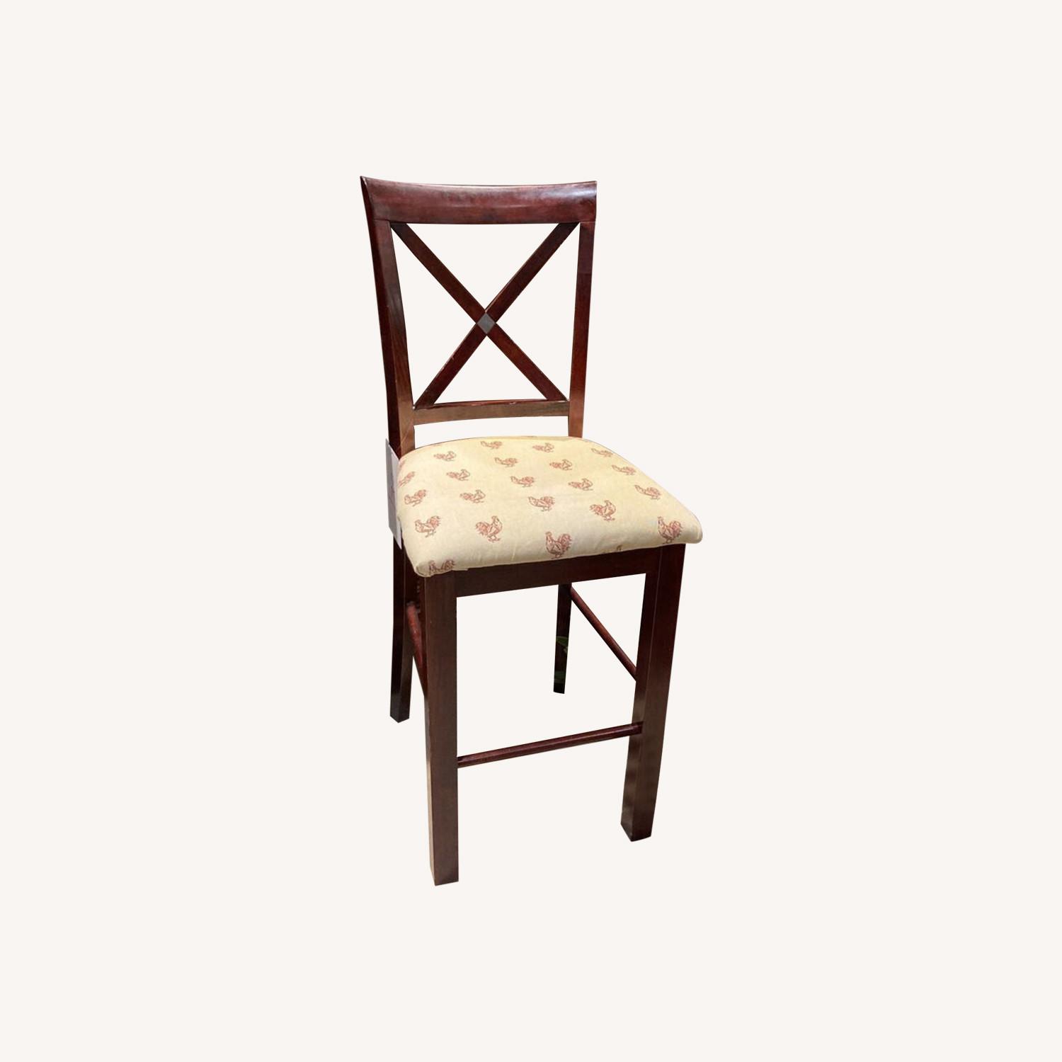 XBack Wooden Counter Stool with Rooster Patterned AptDeco