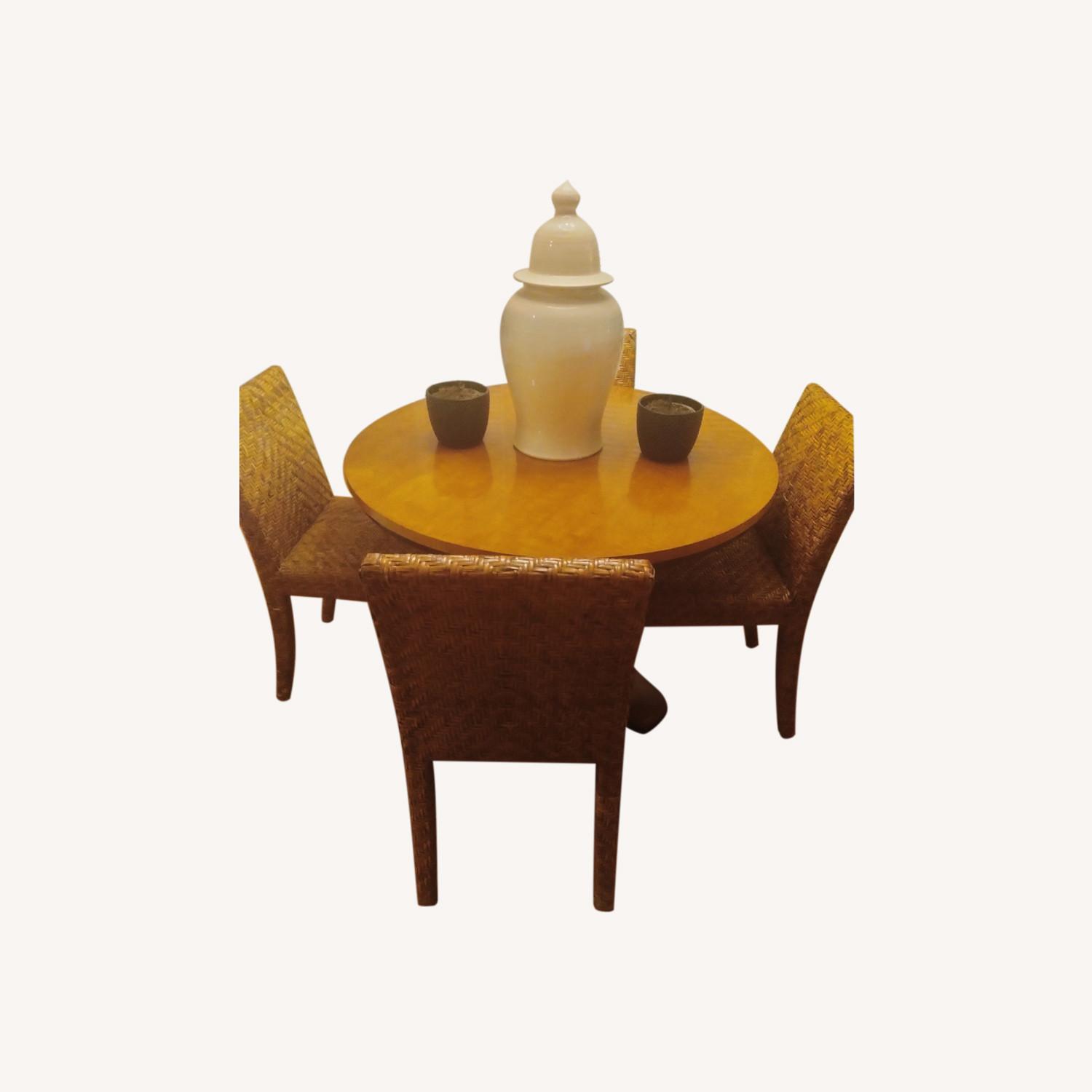 Pottery Barn Burl Wood Round Table & 4 Chairs AptDeco