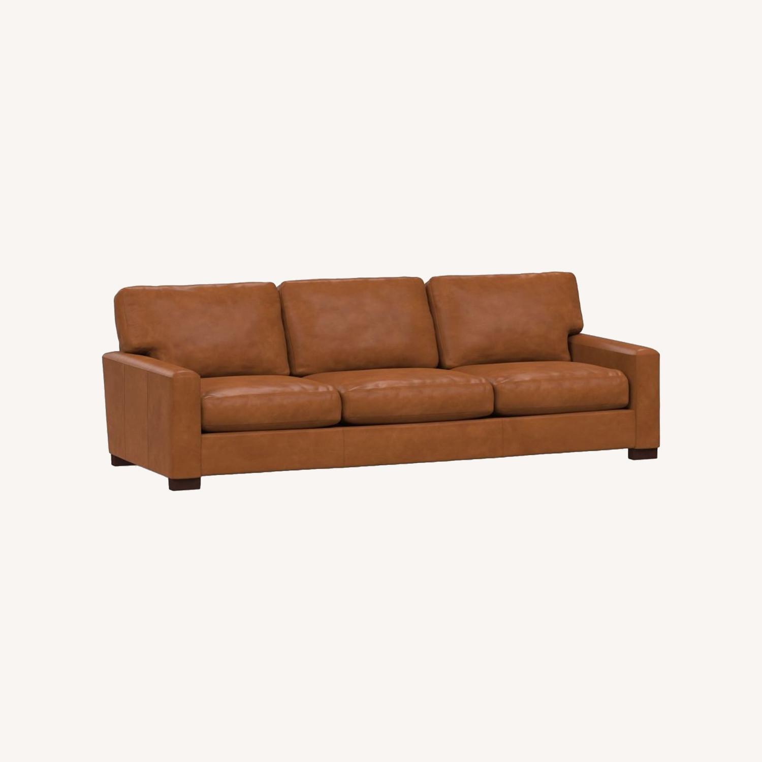 Pottery Barn Turner Square Arm Leather Grand Sofa AptDeco