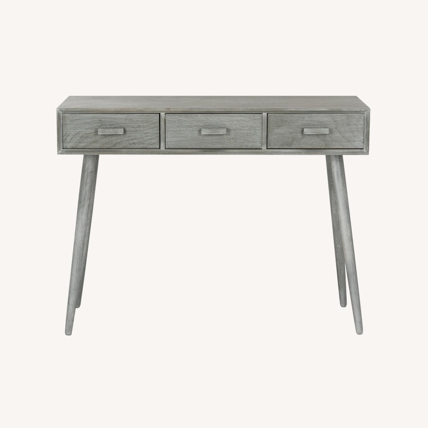 42 In 3 Drawer Gray Slate Wood Console Table - image-0