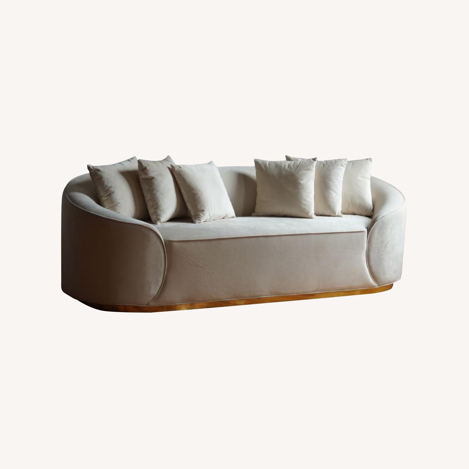 Modern Sofa in Ivory Velvet - image-3
