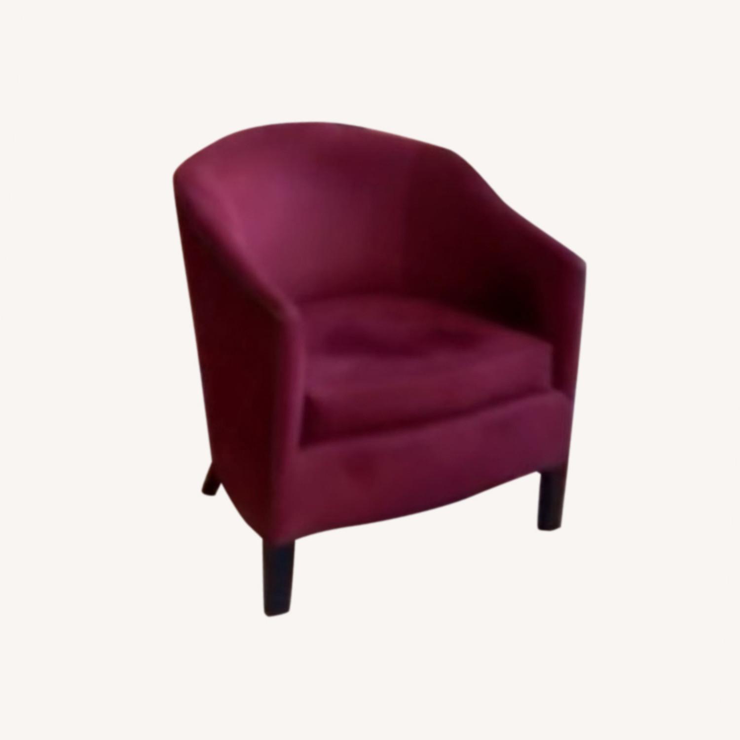 Red Microsuede Barrel Chairs - image-0