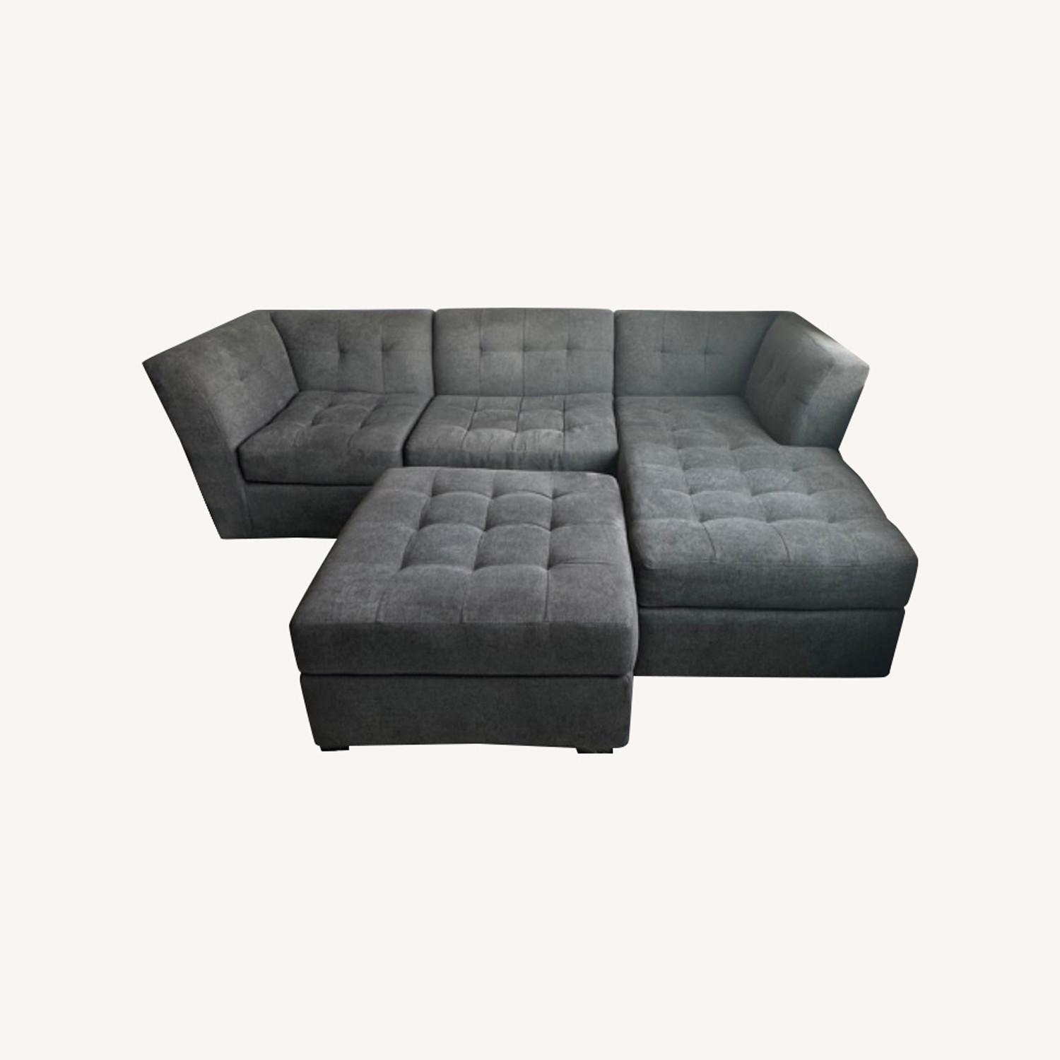 Macy's 3-Piece Grey Sofa With Ottoman - image-0