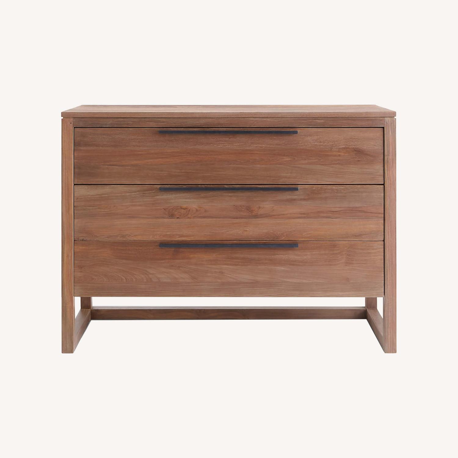 Crate & Barrel Linea Natural Teak Wood 3-Drawer Chest - image-0