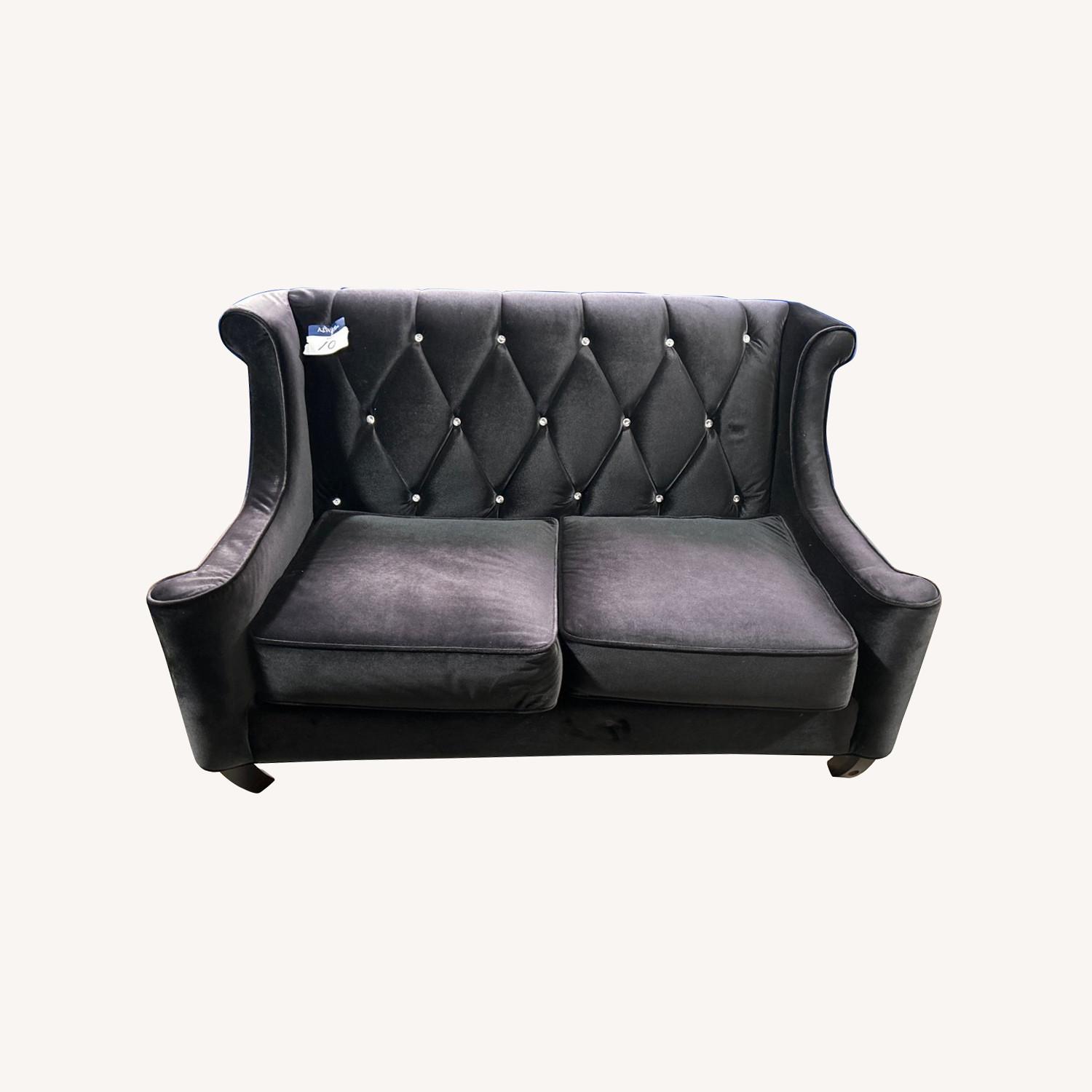 Furniture Upholstered Two-Tone Tufted Loveseat - image-0