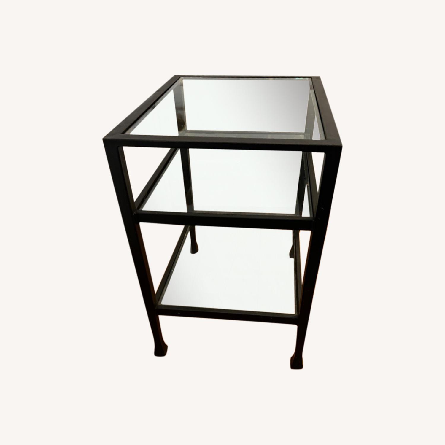 2 Pottery Barn Glass Metal Side Tables AptDeco