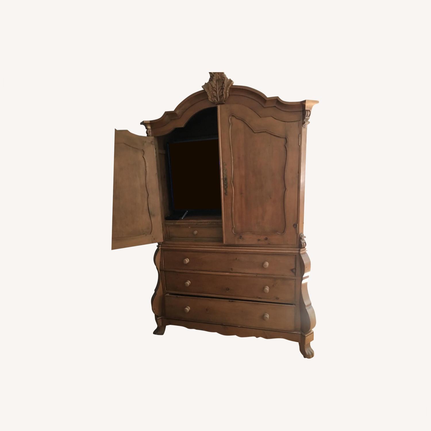 Antique Country Pine Wardrobe Armoire - image-0