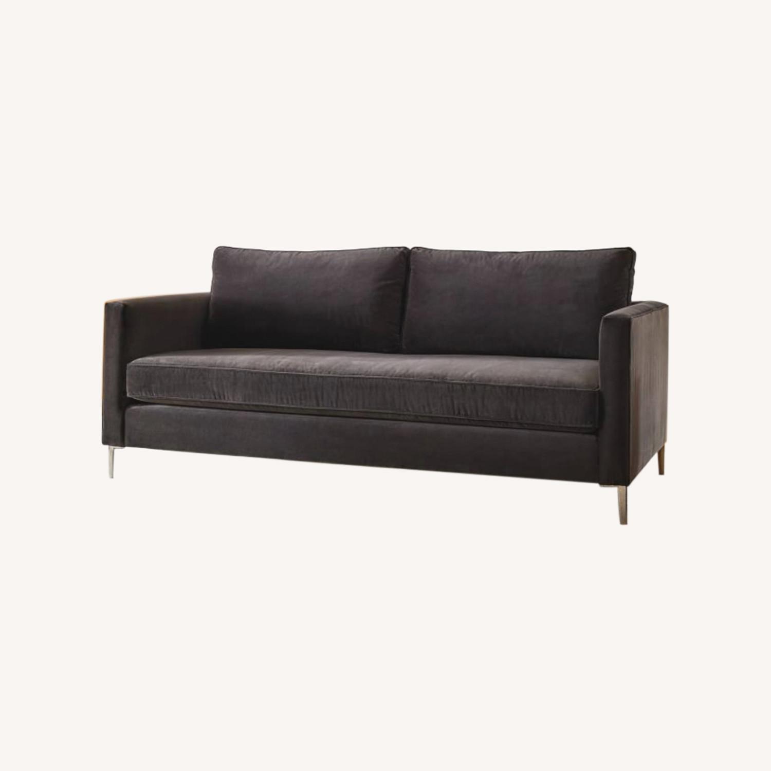 West Elm Black Velvet Harris Sofa - image-0