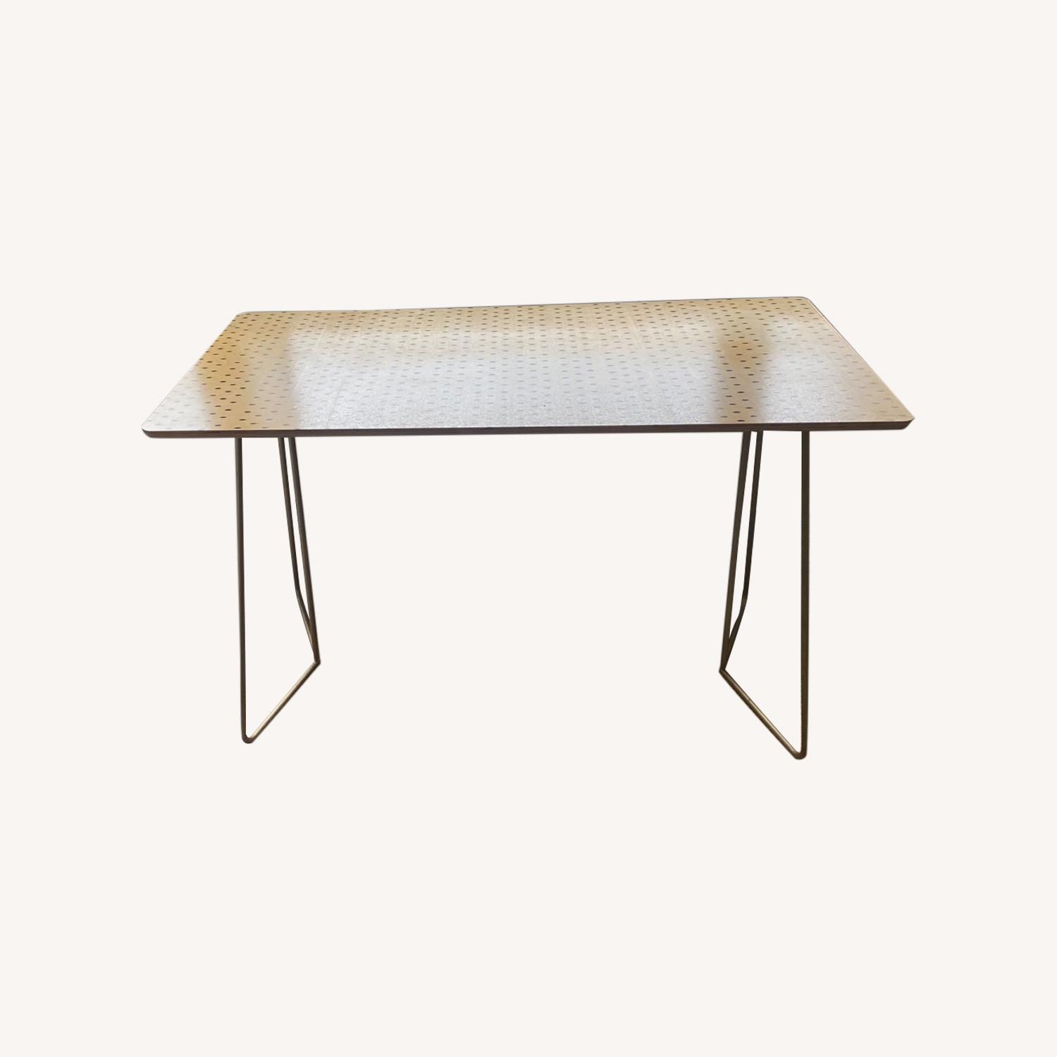 Houzz Birch and Gold Patterned Desk - AptDeco