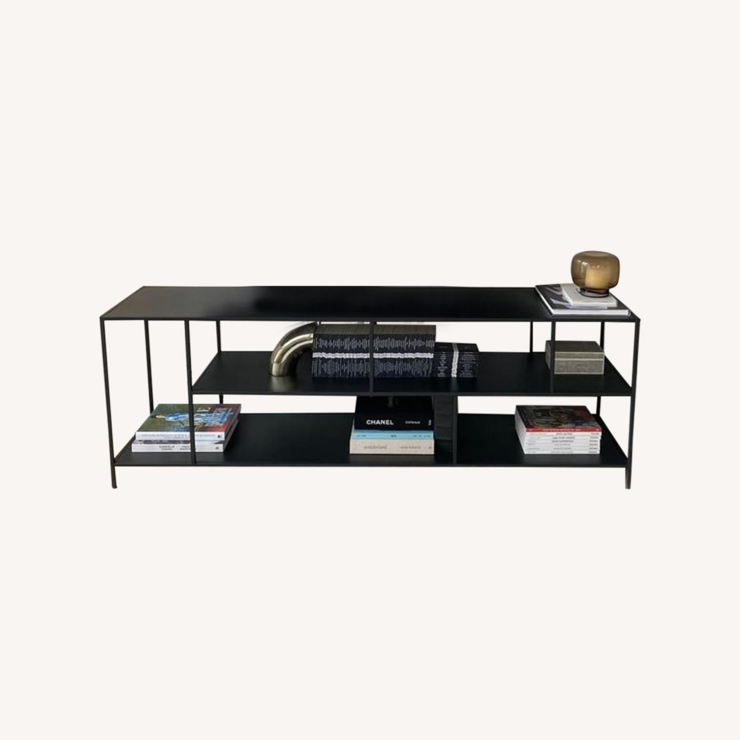 Black Modern Contemporary Console Table Bookshelf AptDeco