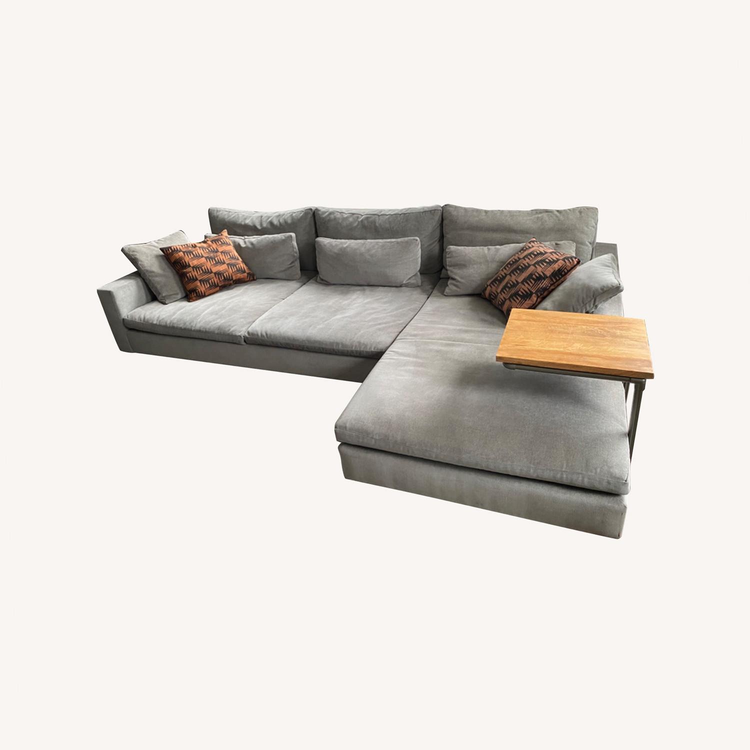 West Elm Harmony 117" 2-Piece Sectional, Velvet, Gray - image-5