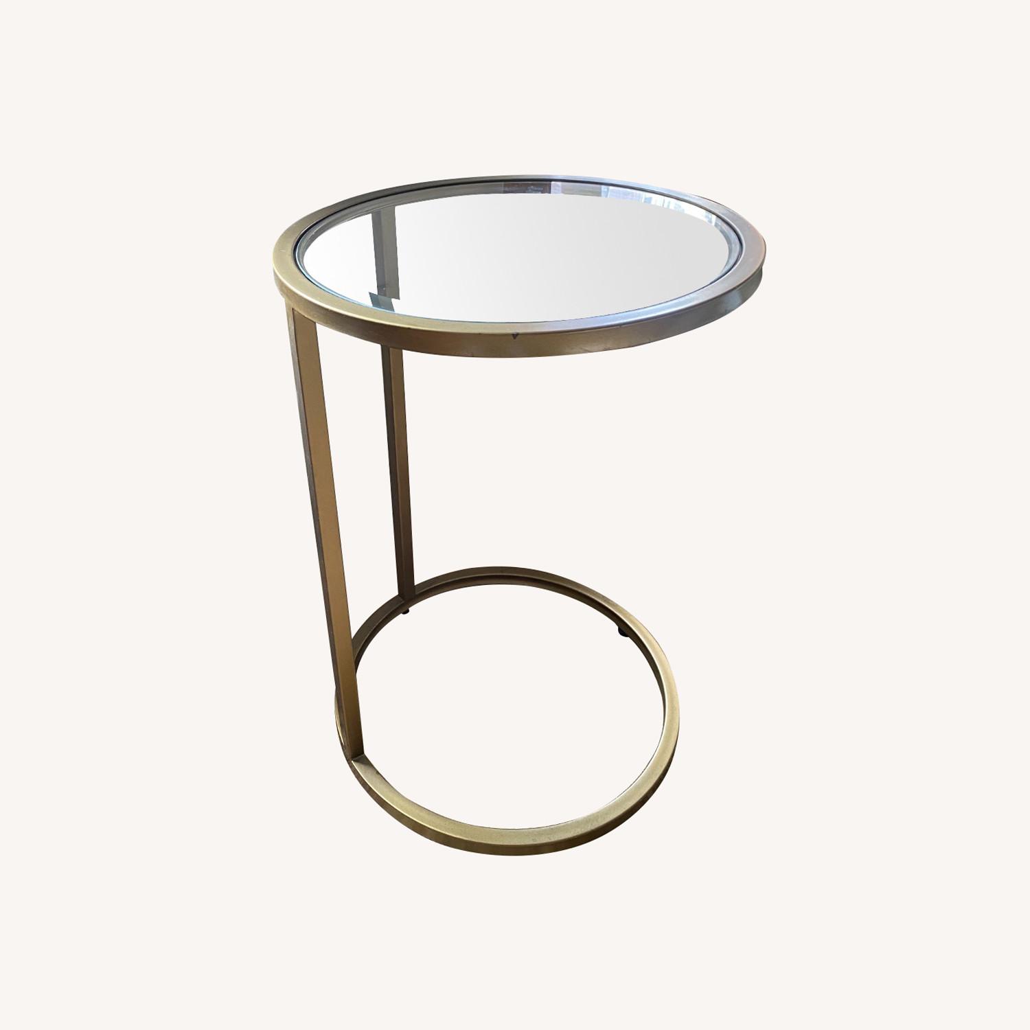 Modern Brass Glass Top Round Side Table AptDeco