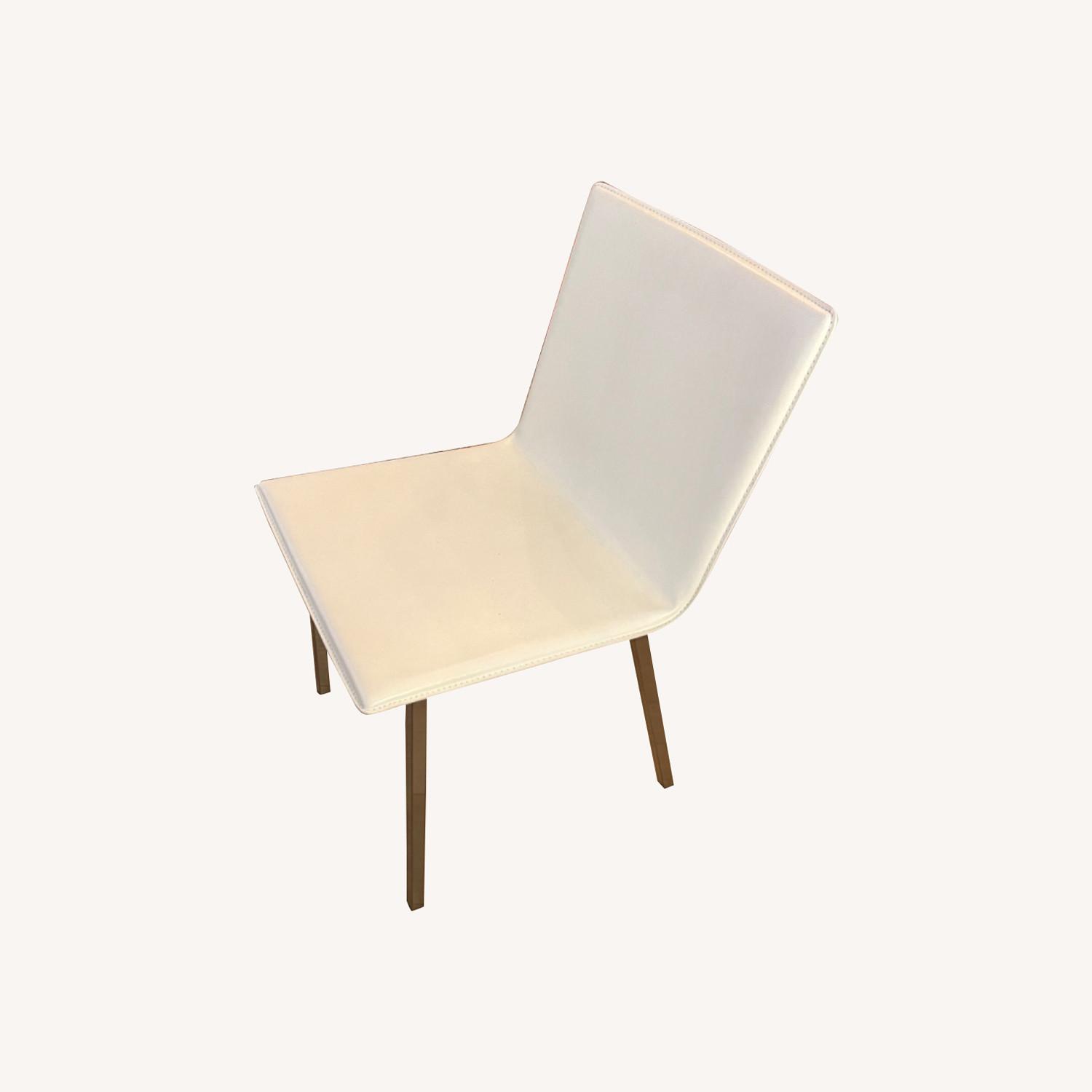 CB2 White Leather Dining Room Chairs - image-3