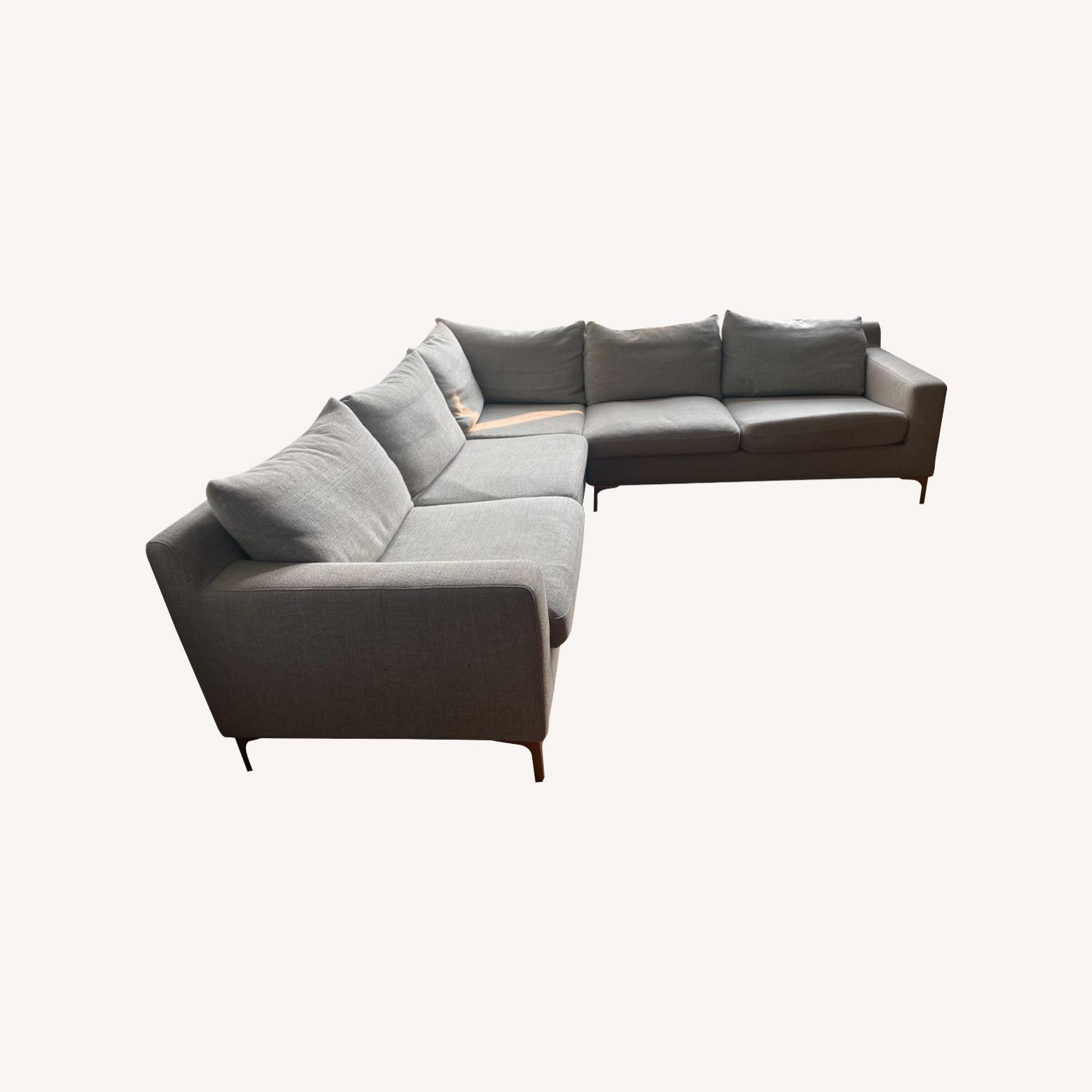 Interior Define Gray Sectional Brass Legs AptDeco