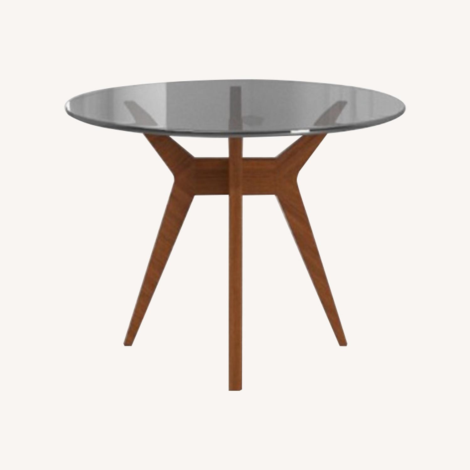 West Elm Round Dining Table Glass Walnut AptDeco