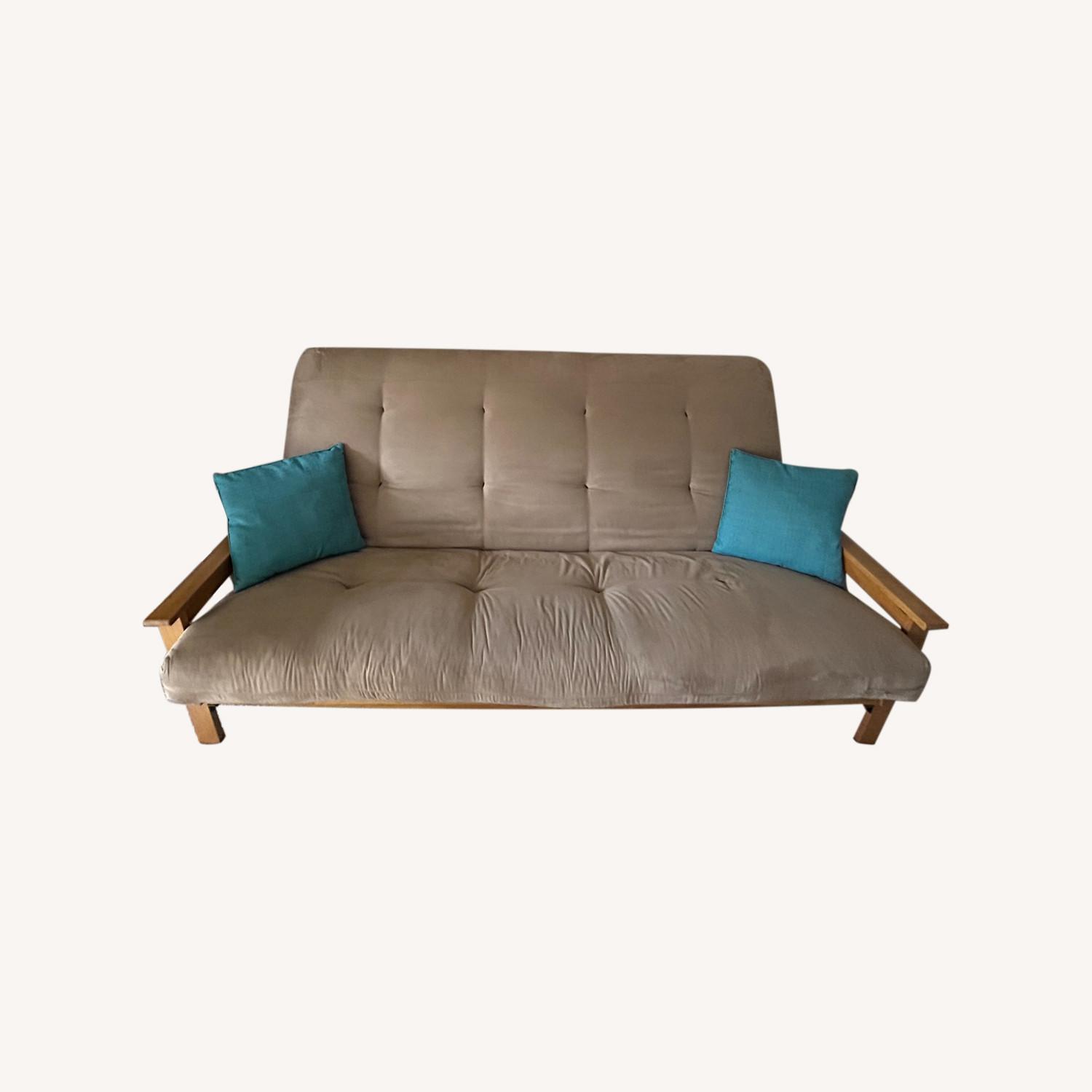 Beige Suede Futon - image-0