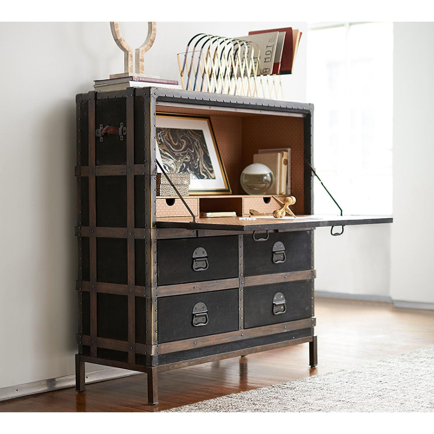 Pottery Barn Black Ludlow Trunk Secretary Desk - image-5