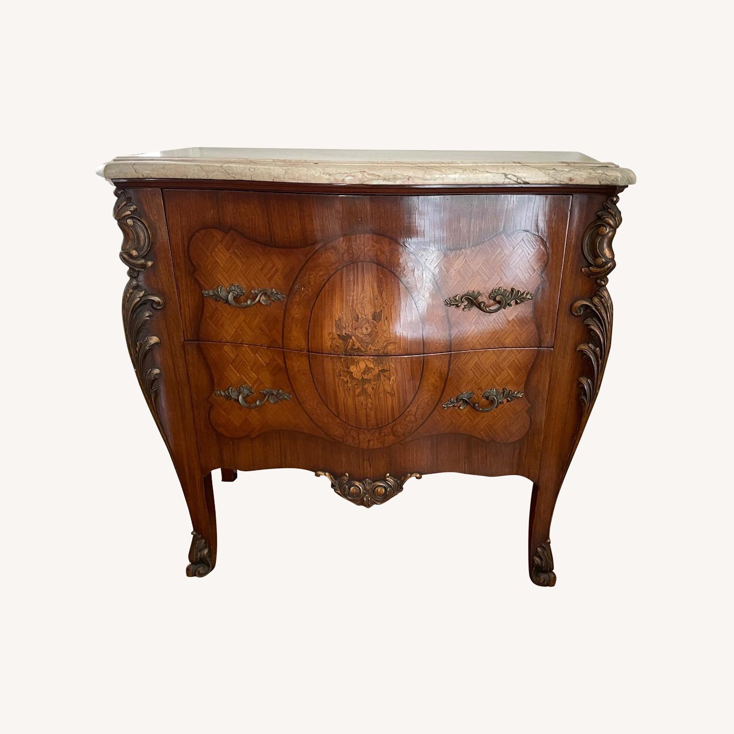 Pair of Louis XV Style Commodes - Marble Top c1930 - image-0