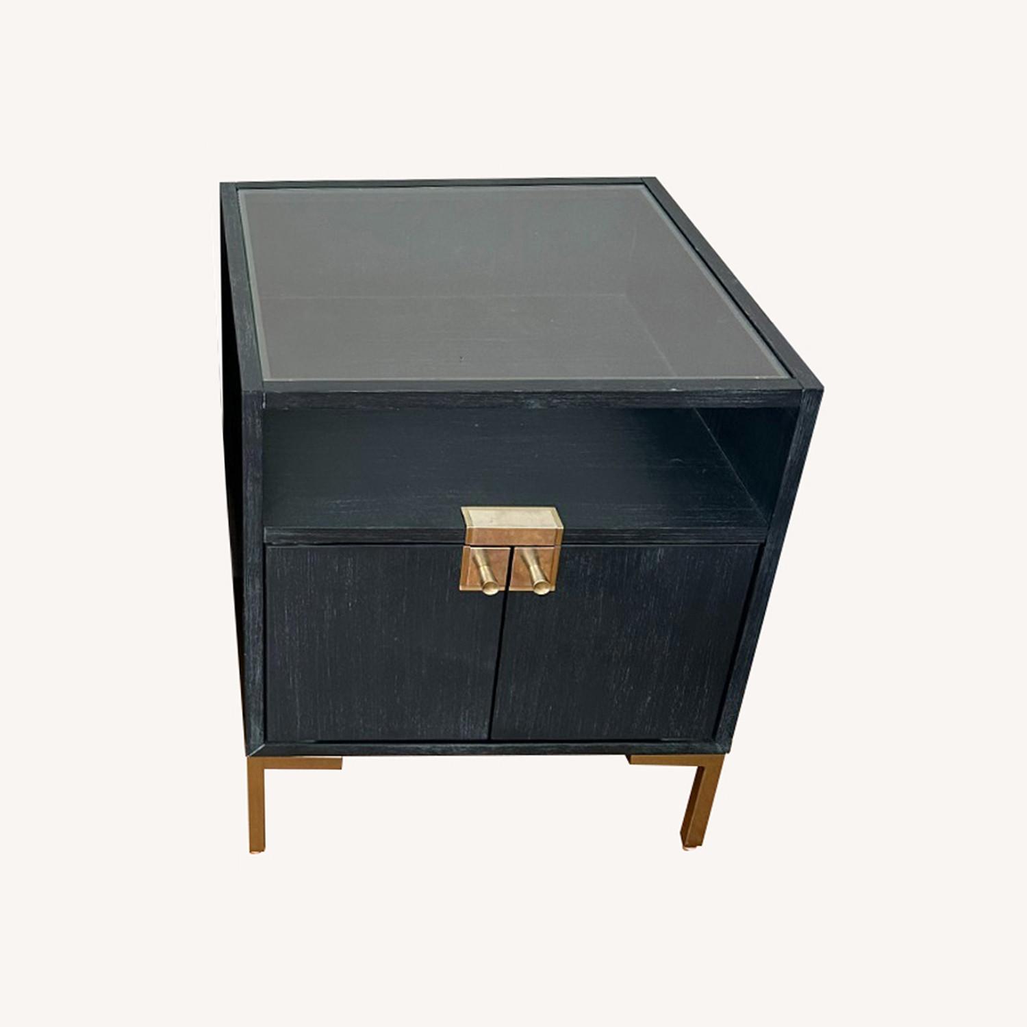 Anthropologie Ingram Glass Top Nightstands (Indigo) - image-0