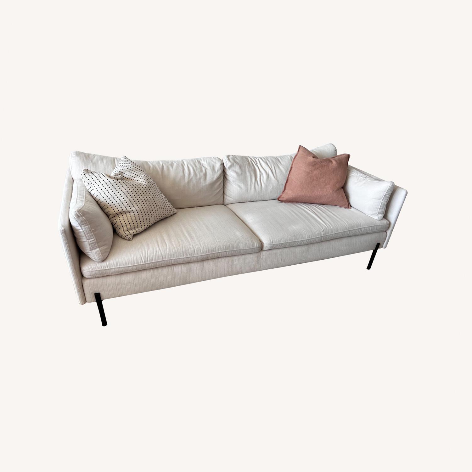 81" White Fabric Couch AptDeco
